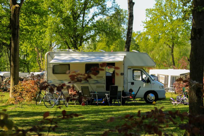 Camping Wedderbergen - Wohnwagen auf Stell- und Zeltplatz im Grünen zwischen Bäumen 