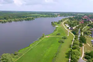 Campingpark Gartow - Campingplatz am Fluss aus der Vogelperspektive
