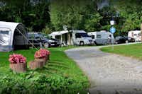 Campingpark Papiermühle - Wohnwagenstellplatz auf grüner Wiese auf dem Campingplatz