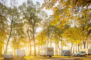 Campingpark Sanssouci - Stellplätze mit Bäumen am Wasser