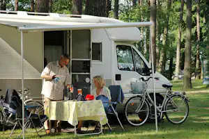 Campingplatz am Leppinsee - Camper auf dem Wohnwagenstellplatz vom Campingplatz unter Bäumen