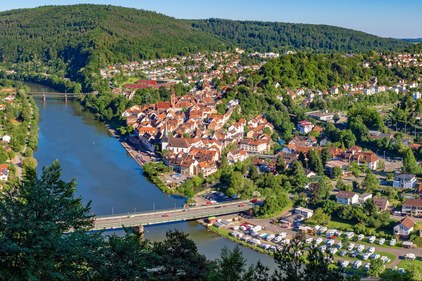 Camping Neckargemünd  - Campingplatz aus der Vogelperspektive