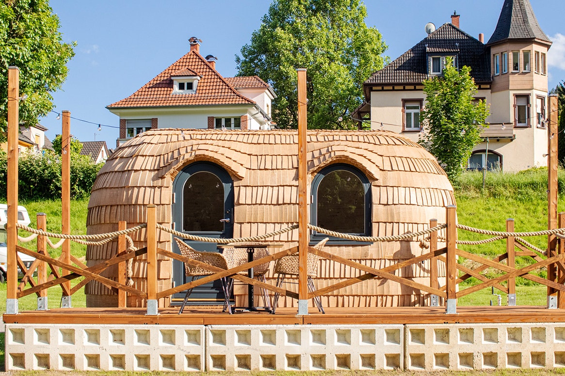 Camping Neckargemünd  - Mobilheim mit Terrasse auf dem Campingplatz