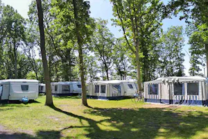 Campingplatz Drewoldke - Wohnmobile auf dem Campingplatz zwischen Bäumen