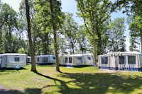 Campingplatz Drewoldke  - Wohnmobile auf dem Campingplatz zwischen Bäumen