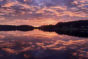 Campingplatz Heisterberger Weiher - Sonnenuntergang über dem Weiher