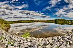 Campingplatz Jungferweiher - Blick auf den Weiher am Campingplatz