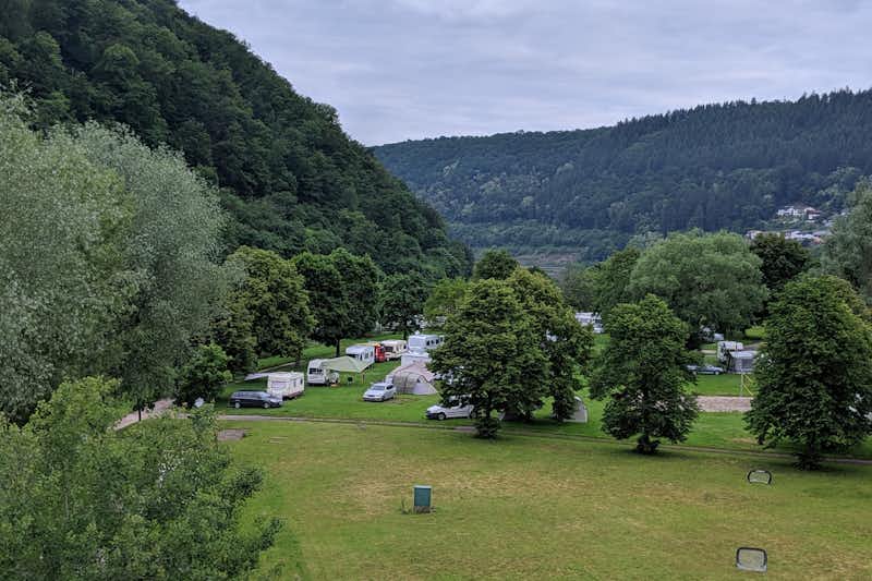Campingplatz Neckargerach - Stellplaetze aus der Vogelperspektive