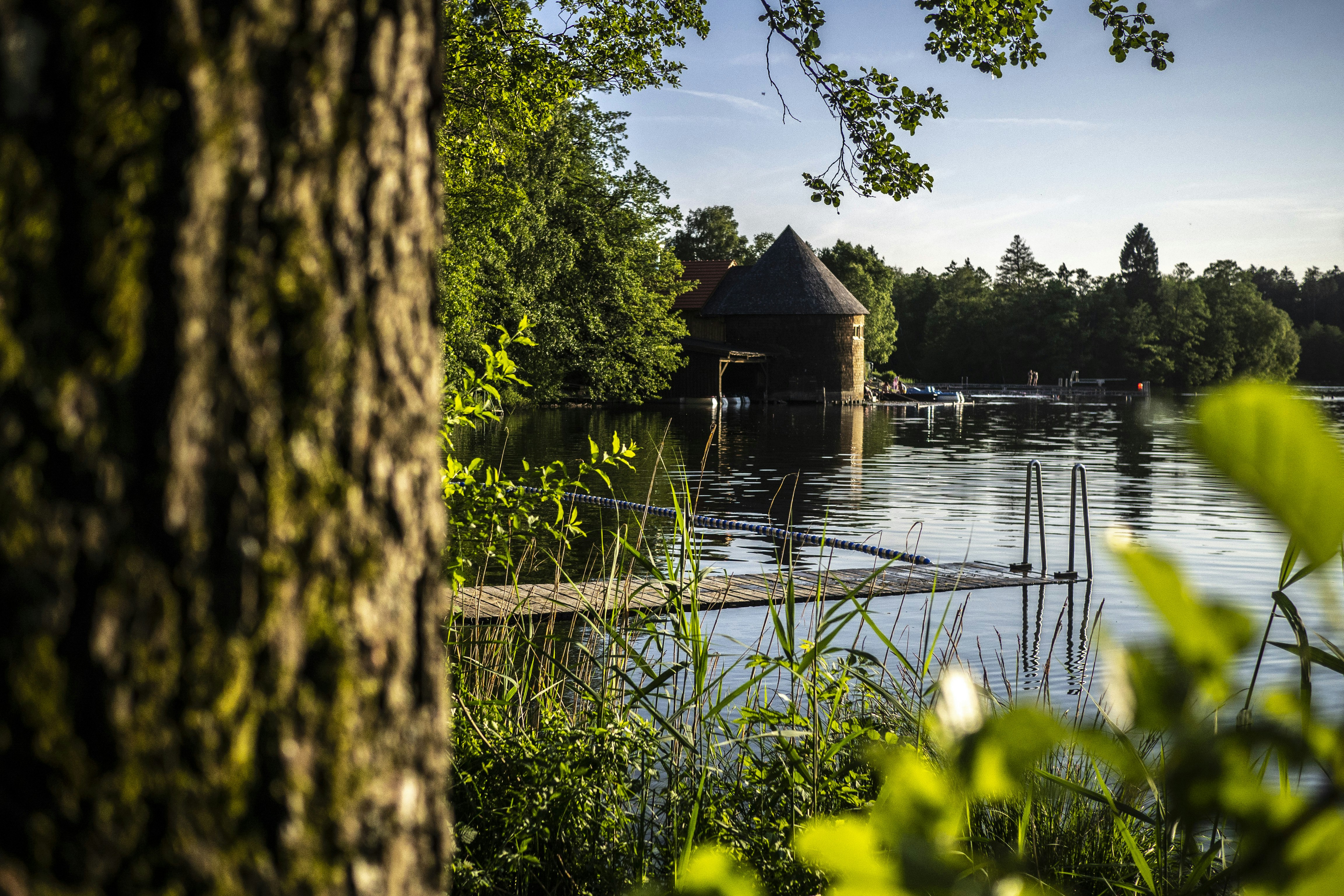 Camping Seebauer  Campingplatz Seebauer - Blick auf den See auf dem Campingplatz