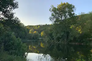 Nied | Camping Siersburg Campingplatz Siersburg - Blick auf den See umgeben von Wald