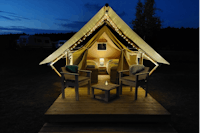 Campingplatz Sternencamp - Glamping-Zelt bei Nacht