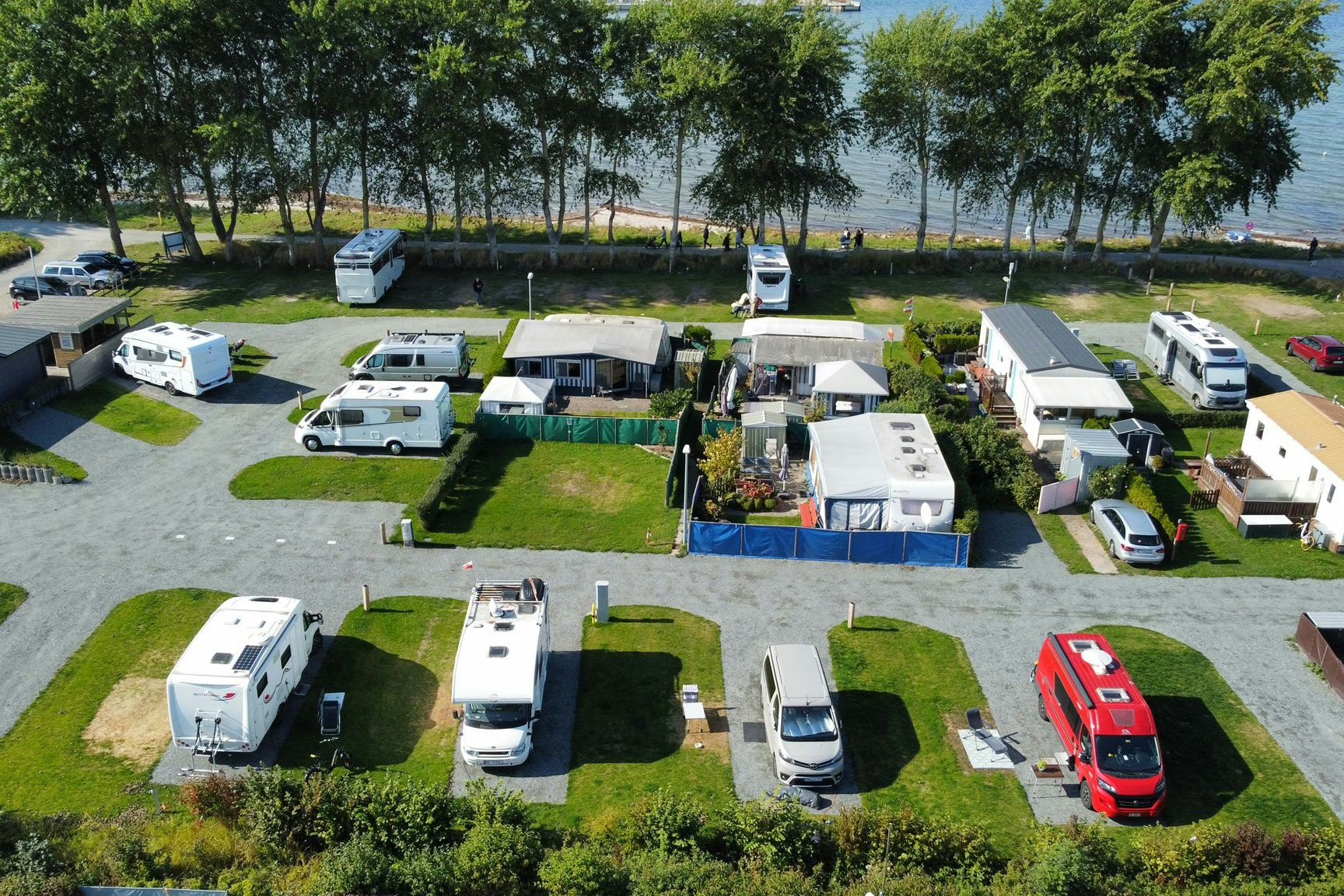 Campingplatz Wackerballig - Luftaufnahme der Standplätze auf dem Campingplatz