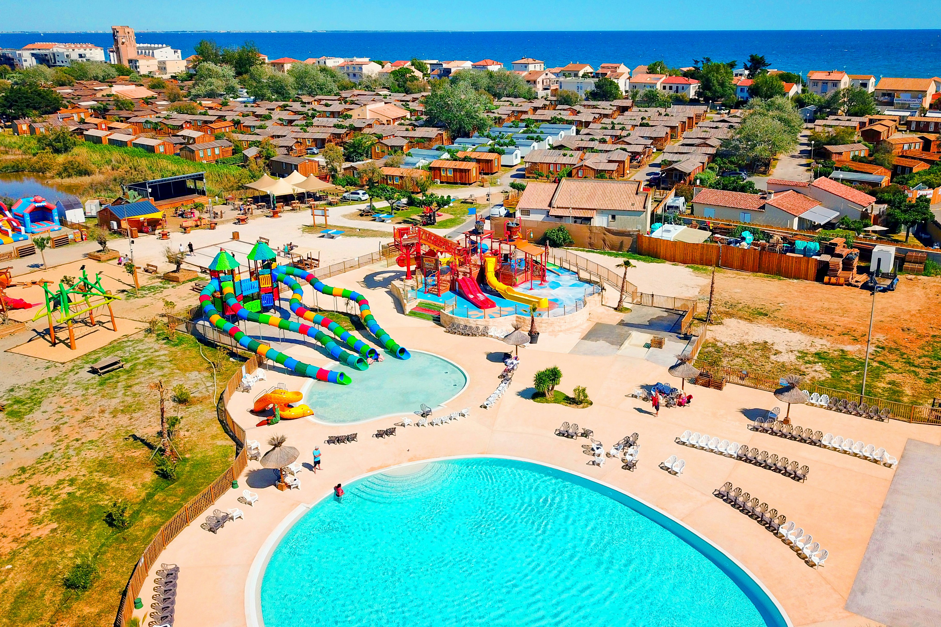 Capfun camping Mille Pépites  - Campingplatz mit Wasserpark aus der Vogelperspektive