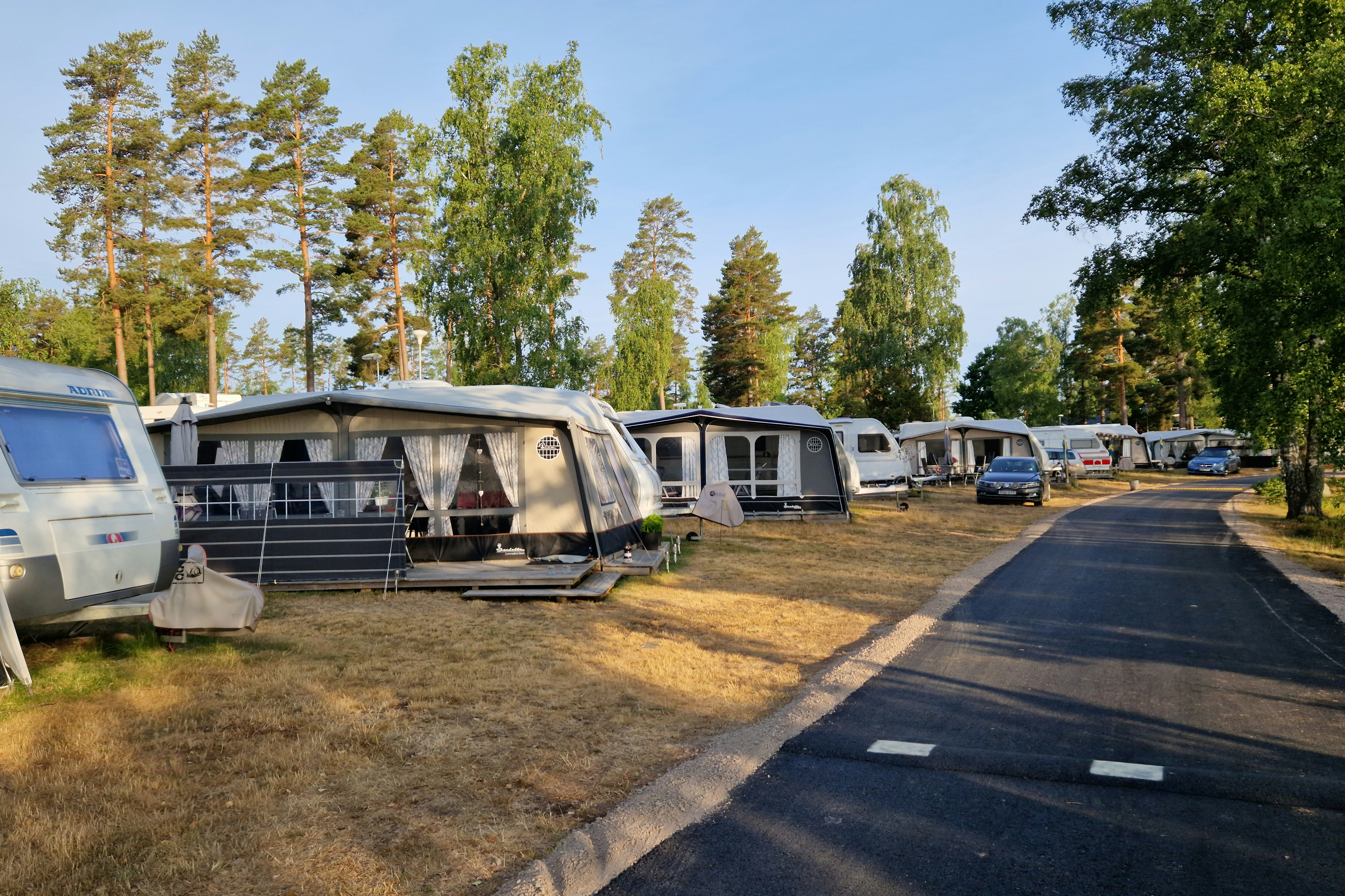 Caravan Club Timmernabbens Camping - Blick auf die Standplätze auf der Wiese