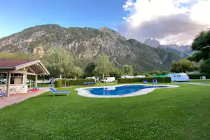 Dolomiten Camping Amlacherhof - Blick auf den Rauchkofel und Lienzer Dolomiten vom Campinggelände