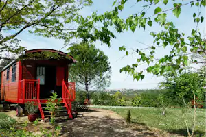 Domaine des Cadets de Gascogne - Mobilheim auf dem Campingplatz mit Blick ins Grüne