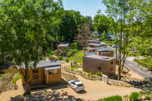 Europarcs Bad Hoophuizen - Mobilheime auf dem Campingplatz aus der Vogelperspektive