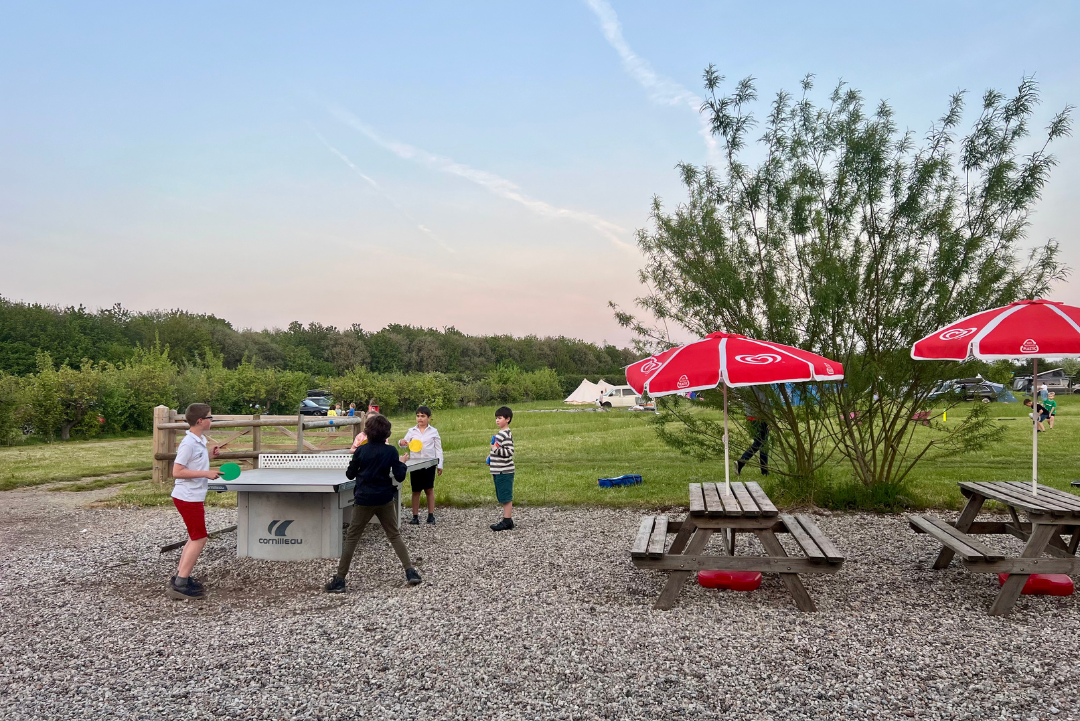 Fallow Fields Selson Farm - Kinder spielen Tischtennis auf dem Campingplatz