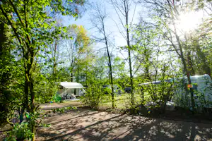 Ferienpark BreeBronne - Wohnmobil- und Wohnwagenstellplätze im Schatten der Bäume auf dem Campingplatz