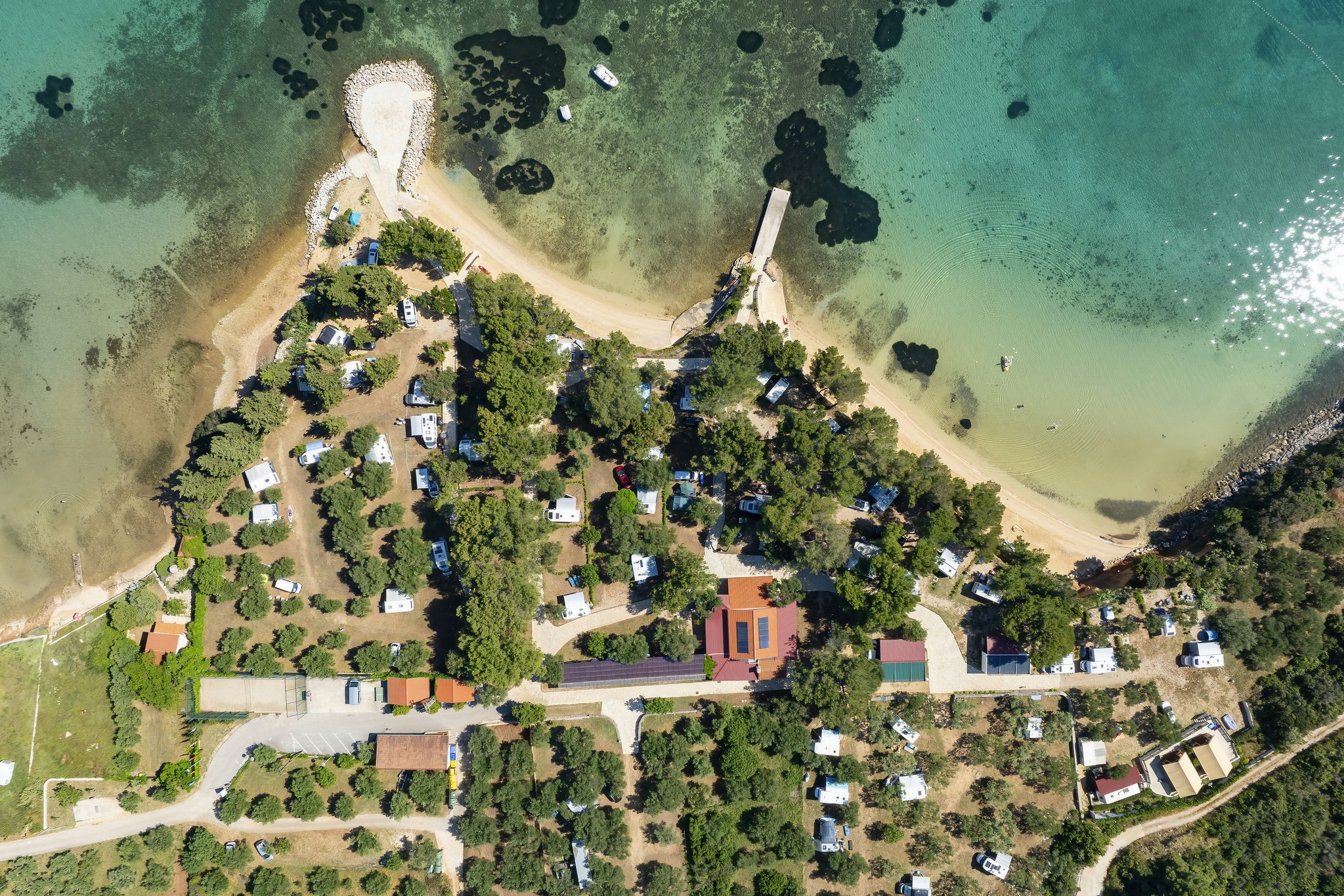 Naturist Camping FKK Sovinje  FKK-Camp Sovinje  - Campingplatz am Strand aus der Vogelperspektive