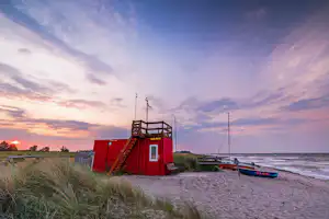 FKK Camping Ostsee Rosenfelder Strand - Blick auf den Strand am Abend