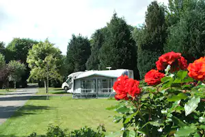 Fleming's White Bridge Caravan and Camping Park - Wohnmobilstellplatz auf der Wiese des Campingplatzes