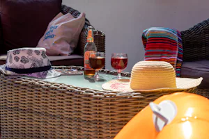 Flower Camping La Plage - Terrasse auf dem Campingplatz