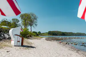 Camping Fördeferien Bockholmwik - Blick auf die Förde aus dem Strandkorb