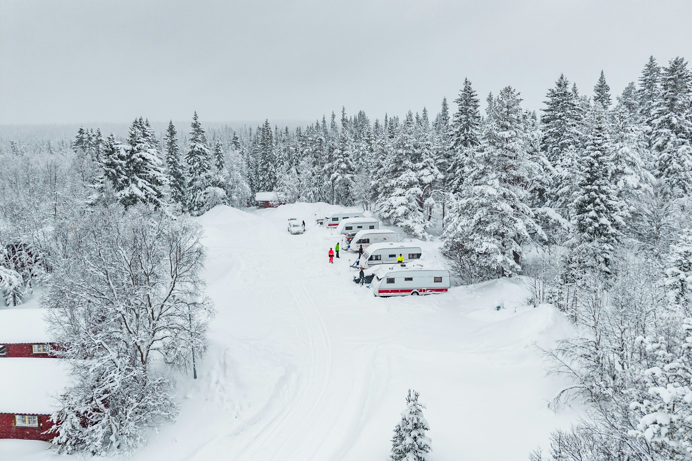 Gunnars Camping - Blick auf den Campingplatz im Winter