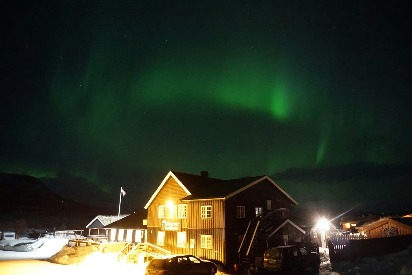 Hageseter Touristcabin - Polarlichter über dem Campingplatz