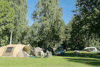 Hedesunda Camping  -  Stellplatz vom Campingplatz zwischen Bäumen