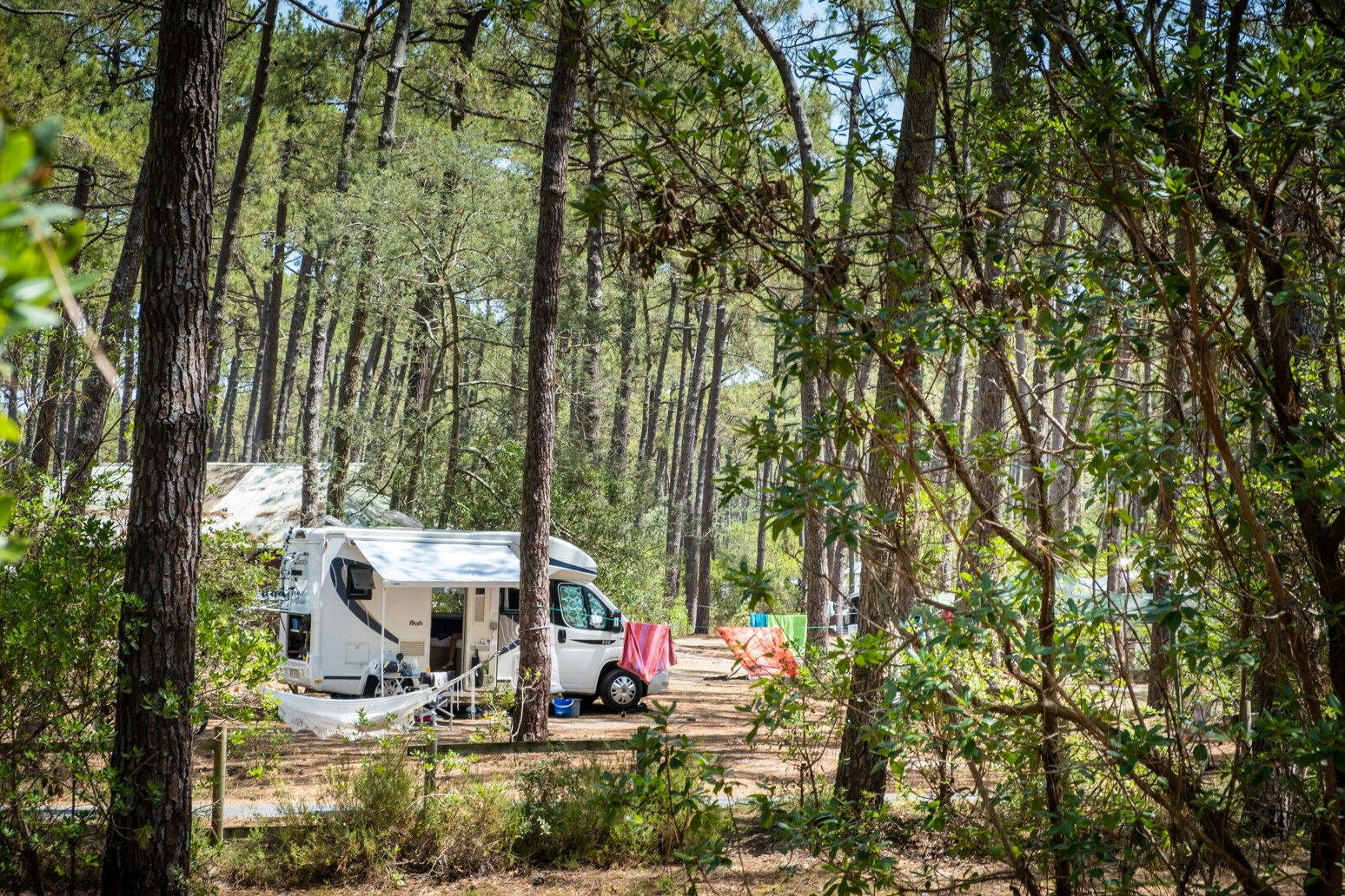 Huttopia Lac de Carcans  Huttopia Camping Lac de Carcans - Standplätze zwischen den Bäumen auf dem Campingplatz