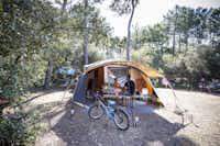 Huttopia Camping Oléron Les Pins - Zeltplatz zwischen den Bäumen auf dem Campingplatz