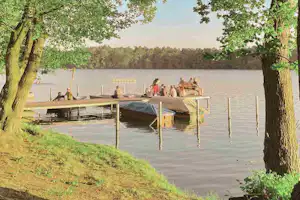 Knattercamping in Bantikow am See - Blick auf den Steg am See