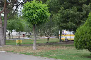 Kum Hotel Camping - Einfahrt zum Wohnwagenstellplatz und Wohnmobilstellplatz vom Campingplatz