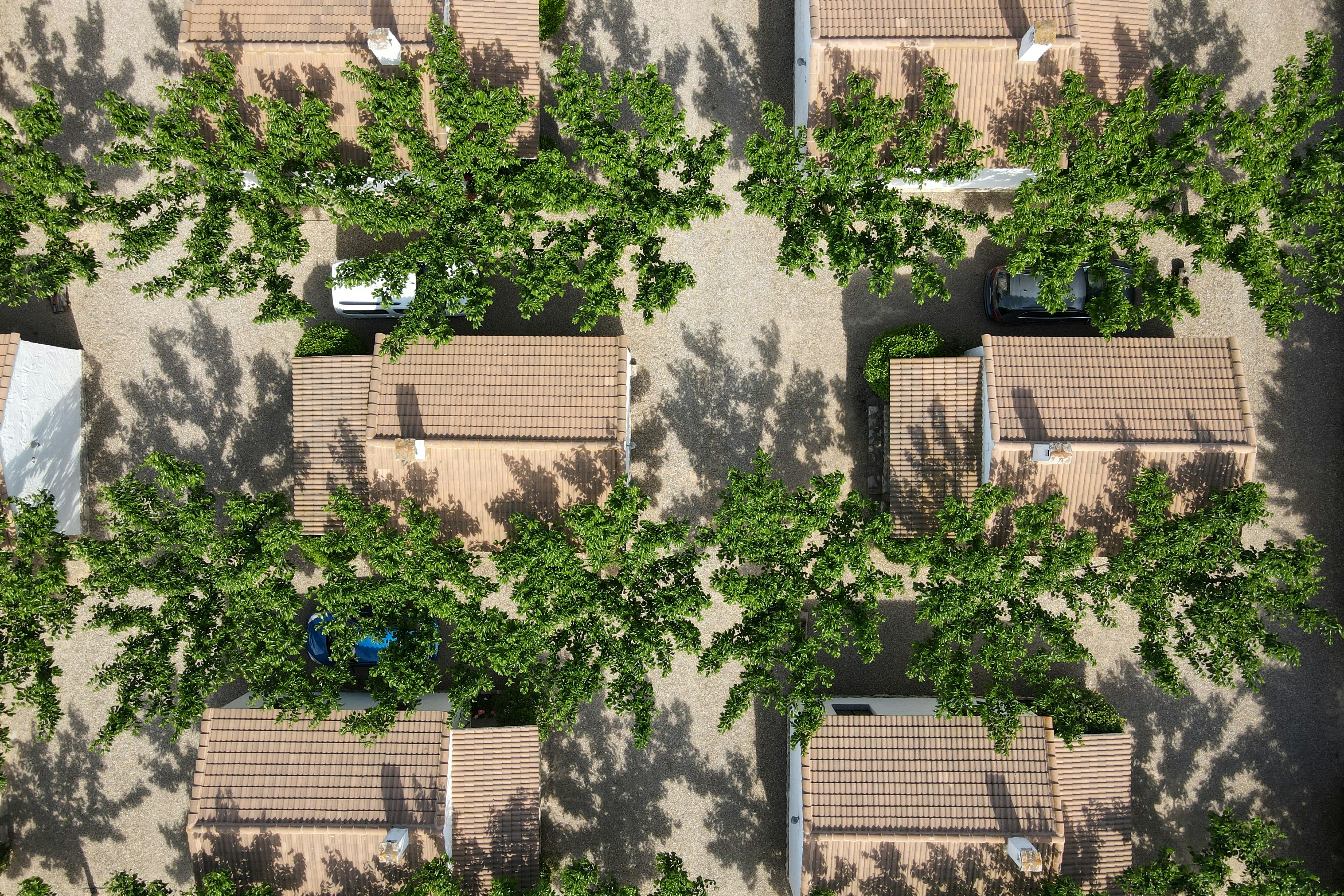 TAIGA Lake Caspe   Camping Lake Caspe - Blick auf die Mobilheime aus der Vogelperspektive