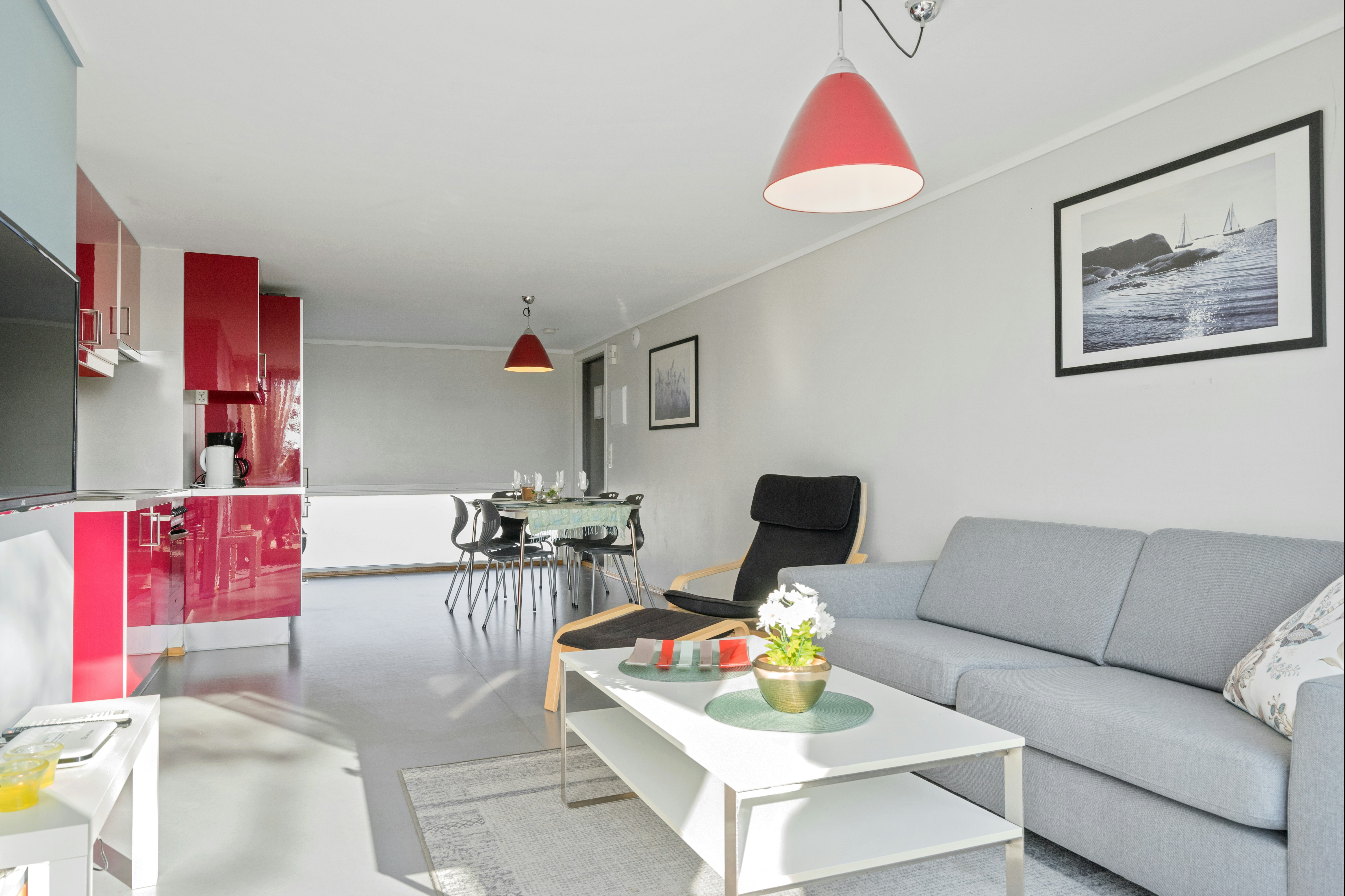 Langeby Camping  - Innenansicht eines Mobilheims mit Küche