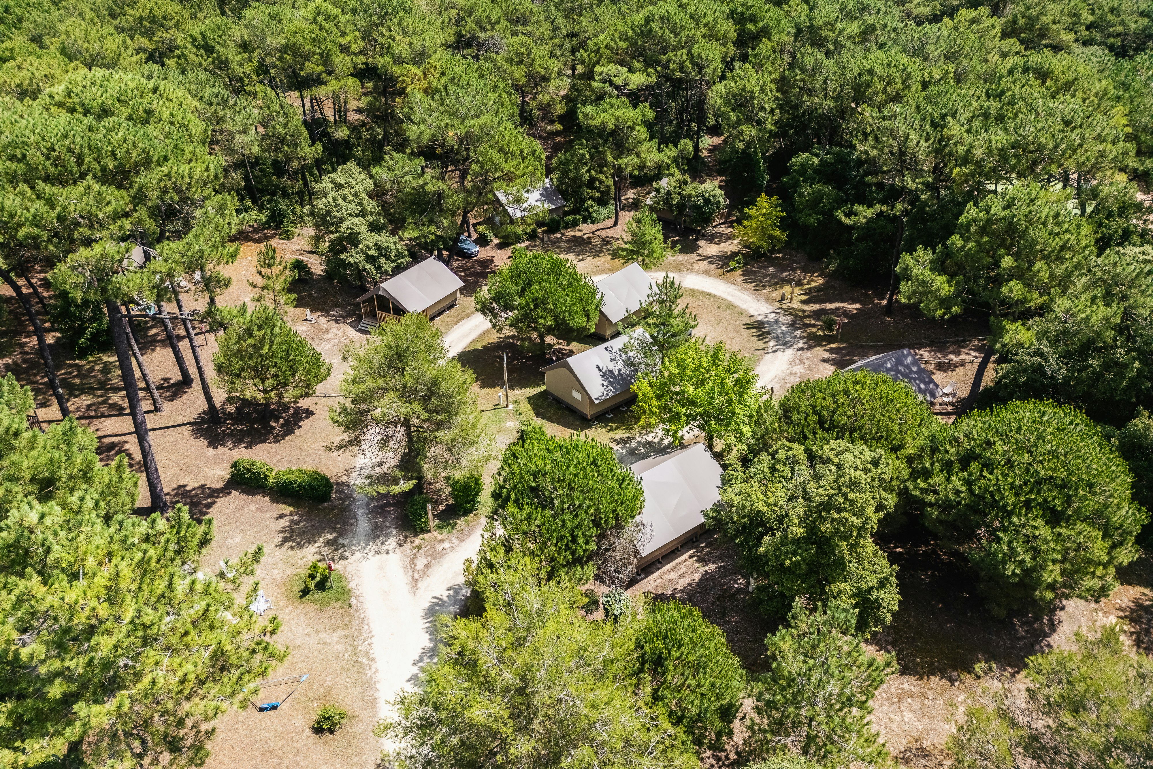 Camping Demoiselle Plage  Les Demoiselles  - Mobilheime auf dem Campingplatz aus der Vogelperspektive