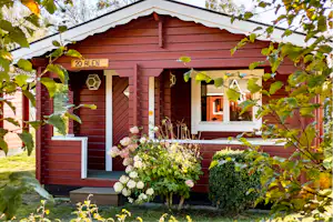 Mellbystrands Camping Marias Camping - Mobilheim mit Veranda auf dem Campingplatz