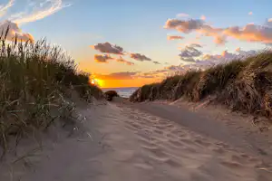 Mellbystrands Camping Marias Camping - Strandpromenade bei Sonnenuntergang
