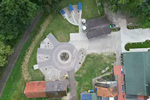 Meyerhöms Bauernstube - Luftaufnahme des Campingplatzes