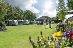 Minicamping De Tramhalte - Camper spazieren auf der Standplatzwiese