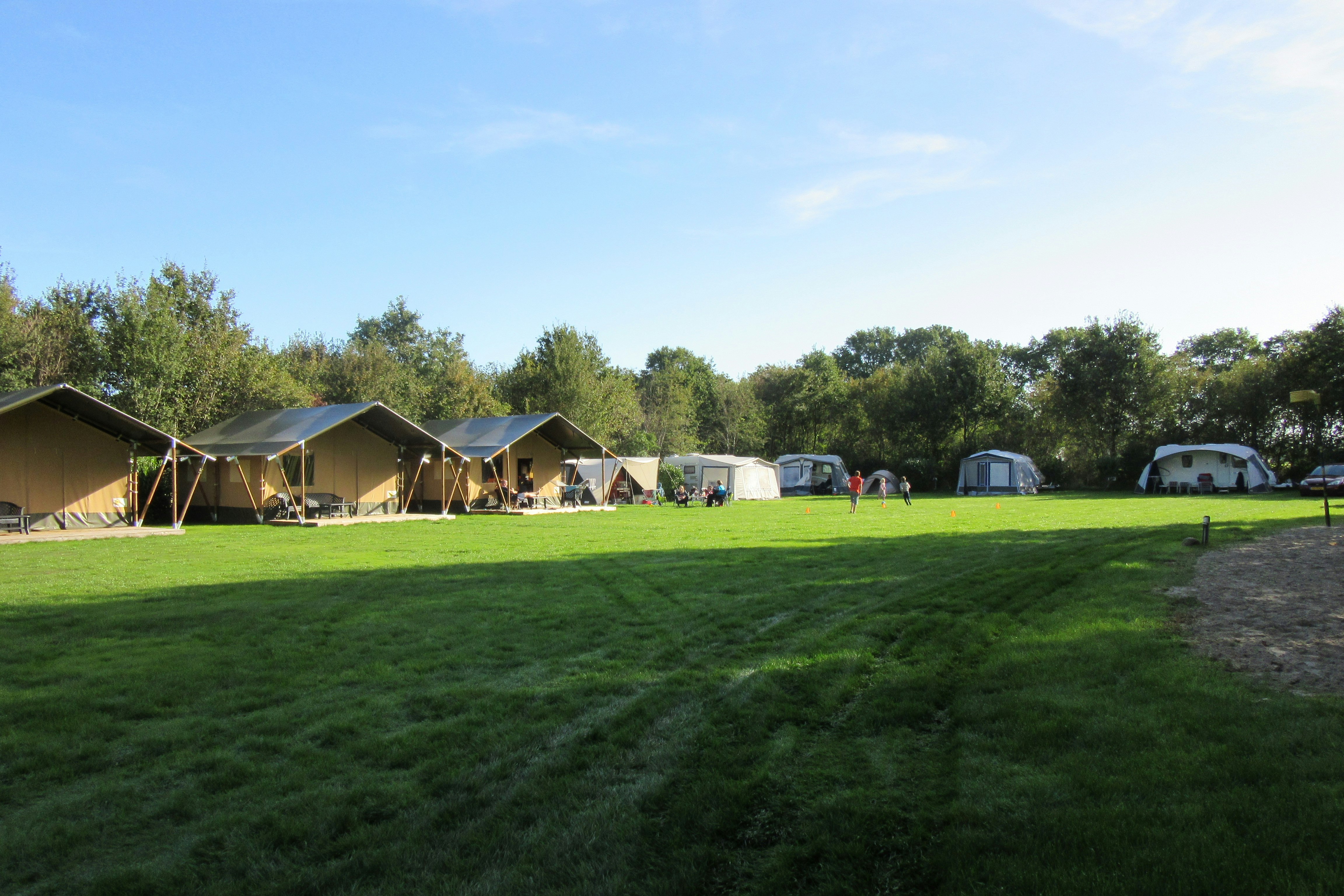 Minicamping Hendriks Wijkje - Wiese mit Standplätzen und Glamping-Zelten