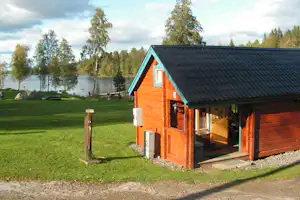 Munkebergs Camping - Mobilheim vom Campingplatz mit Blick auf den See