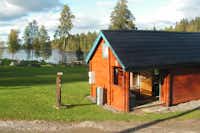 Munkebergs Camping  -  Mobilheim vom Campingplatz mit Blick auf den See
