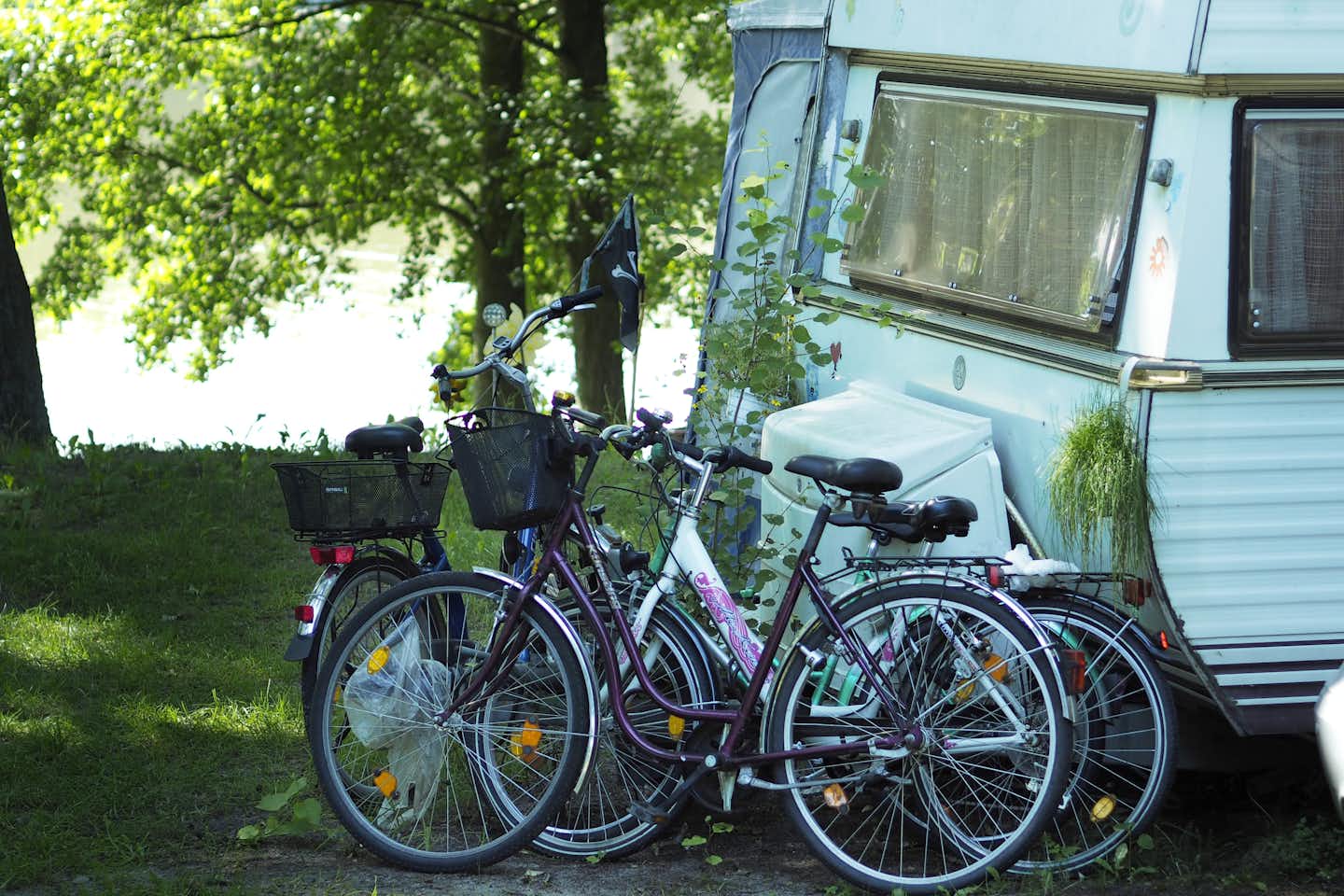 Müritzcamp Buchholz - Fahrräder und Wohnmobil auf dem Campingplatz