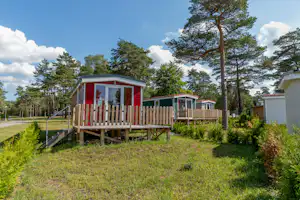 Naturcamping Lüneburger Heide - Mobilheim mit Veranda auf dem Campingplatz