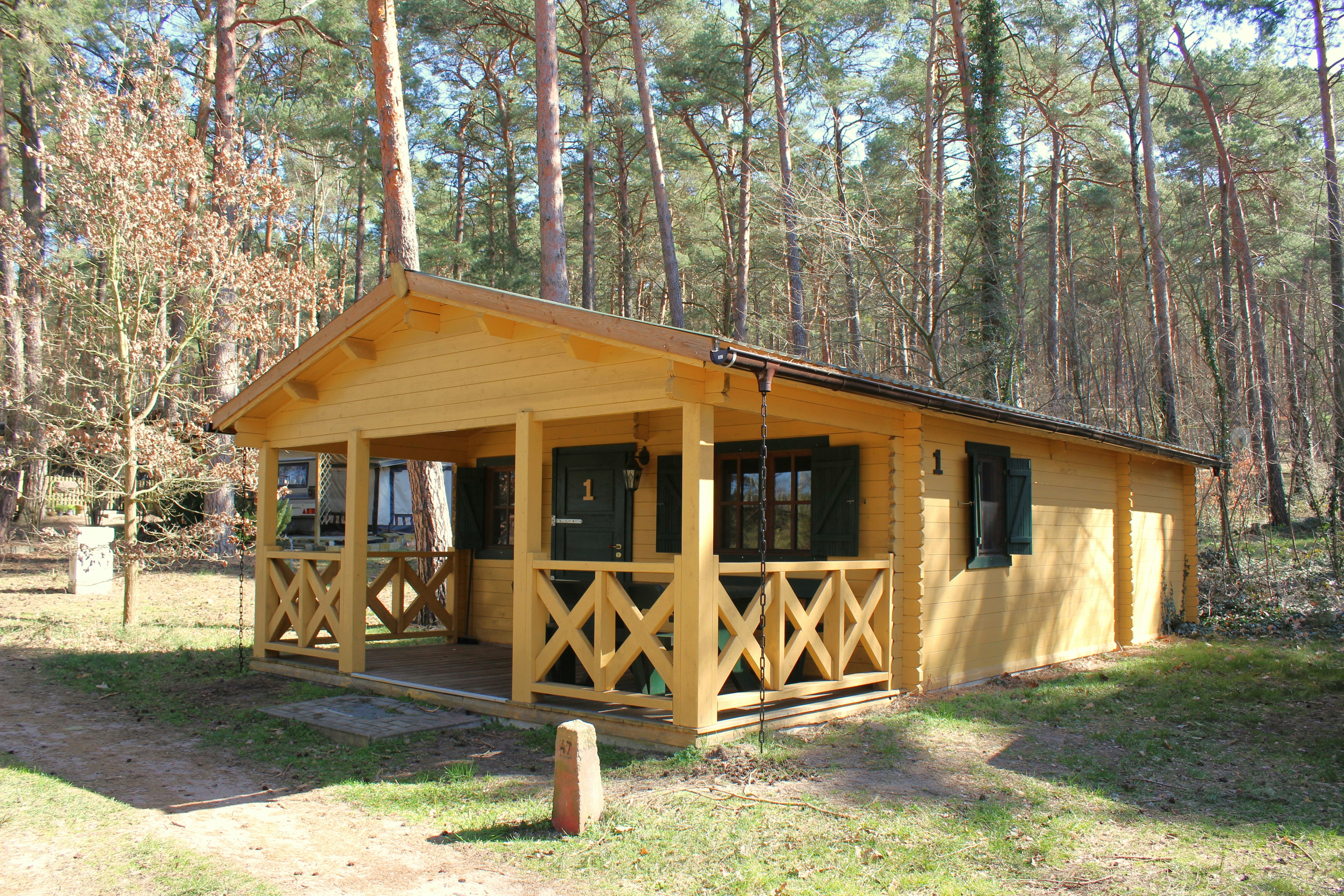 Naturcampingplatz am Springsee  - Mobilheim mit Terrasse auf dem Campingplatz