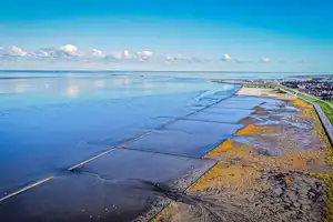 Nordsee-Camp Norddeich - Blick über das Wattenmeer aus der Vogelperspektive