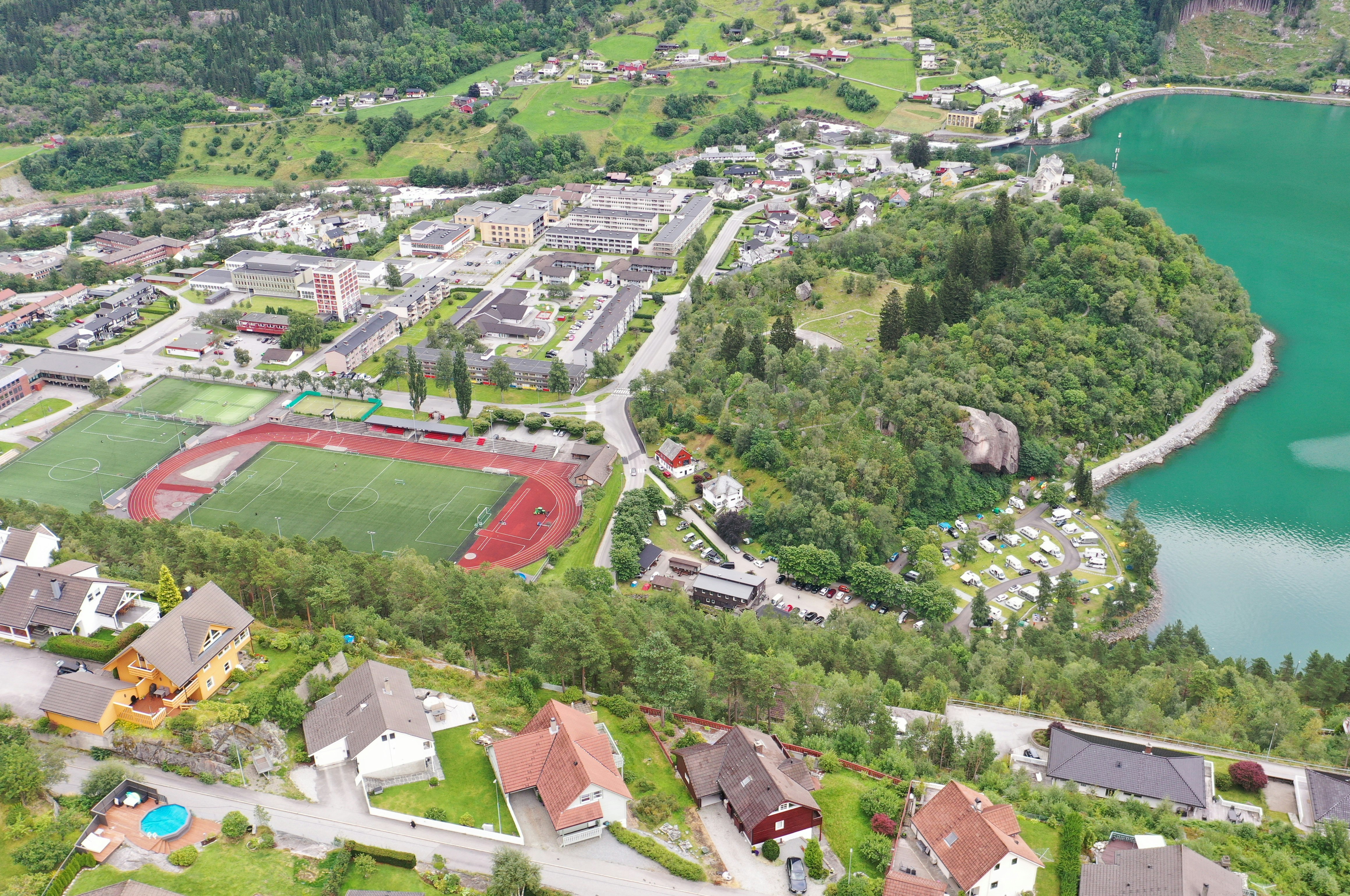 Odda Camping  - Luftaufnahme des Campingplatzes